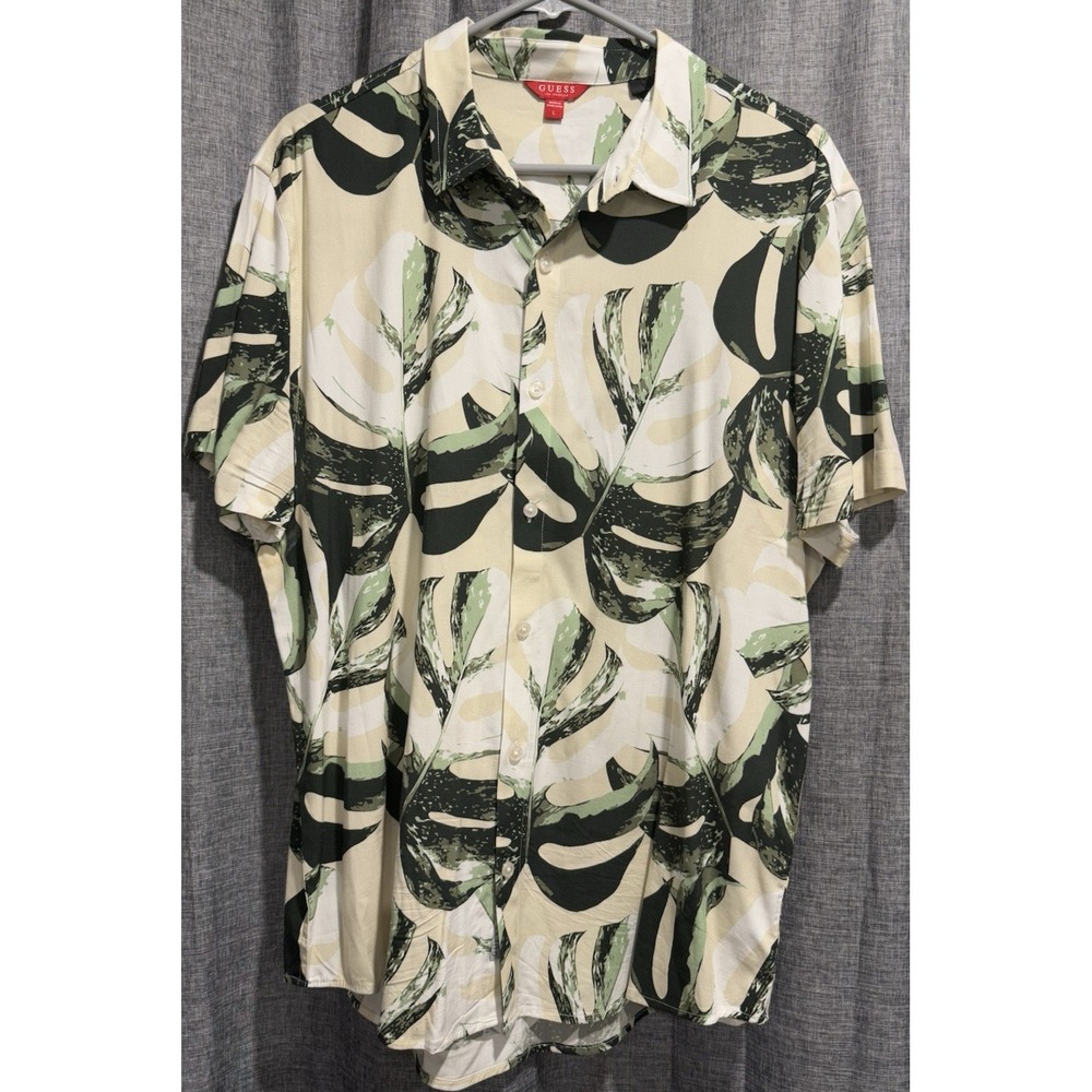 Guess Los Angeles Men's Large Short Sleeve Button Down Floral Dress Shirt